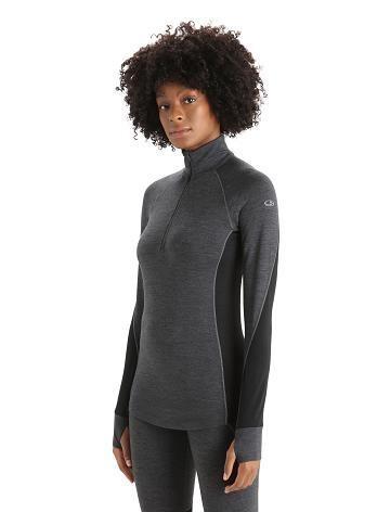 Jet Heather / Black Icebreaker BodyfitZone™ Merino 260 Zone Long Sleeve Half Zip Thermal Top Women's Base Layers | AU 1898VRWD